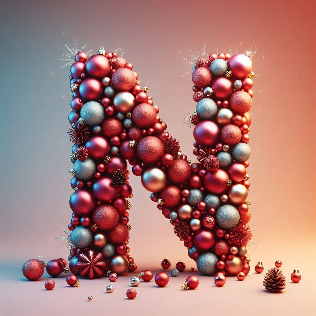 Christmas balls — letter N (variant 2)