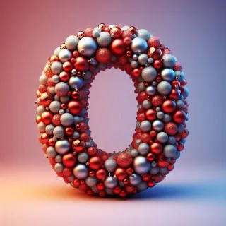 Christmas balls — letter O (variant 3)