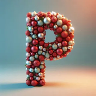 Christmas balls — letter P (variant 3)
