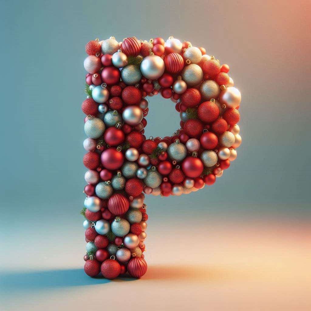Christmas balls — letter P (variant 3)