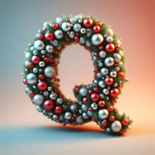 Christmas balls — letter Q (variant 2)