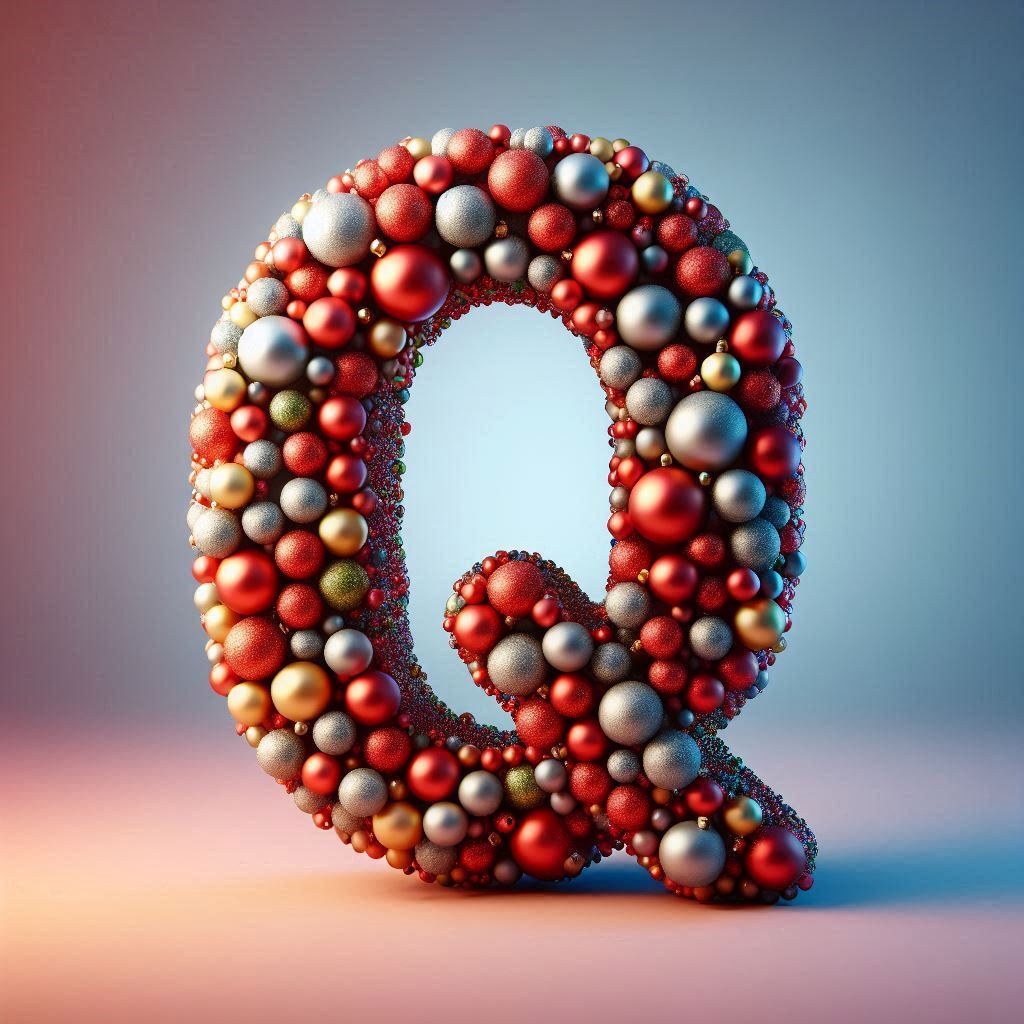 Christmas balls — letter Q (variant 3)