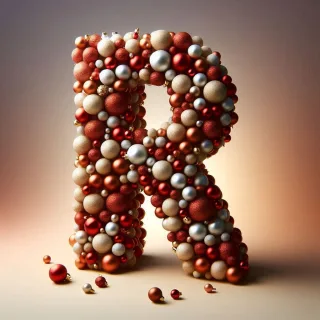 Christmas balls — letter R (variant 2)