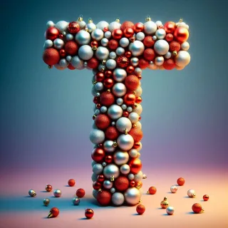 Christmas balls — letter T (variant 2)