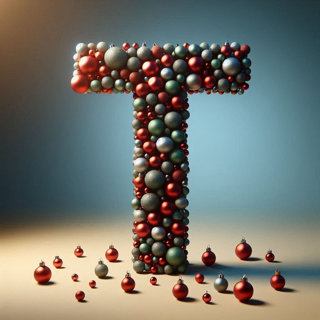 Christmas balls — letter T (variant 3)