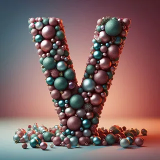 Christmas balls — letter V