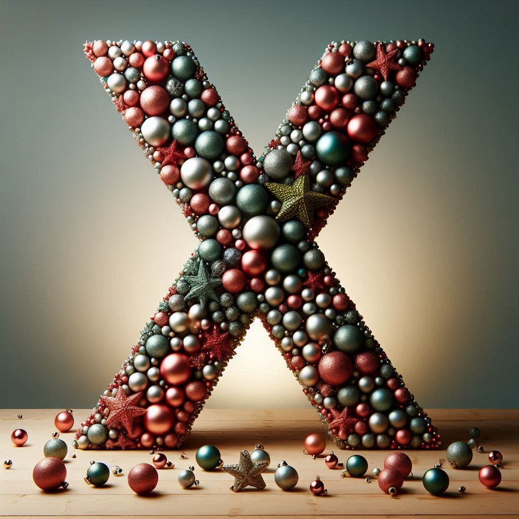 Christmas balls — letter X (variant 2)