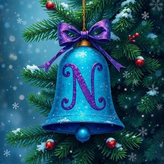 Christmas bell — letter N