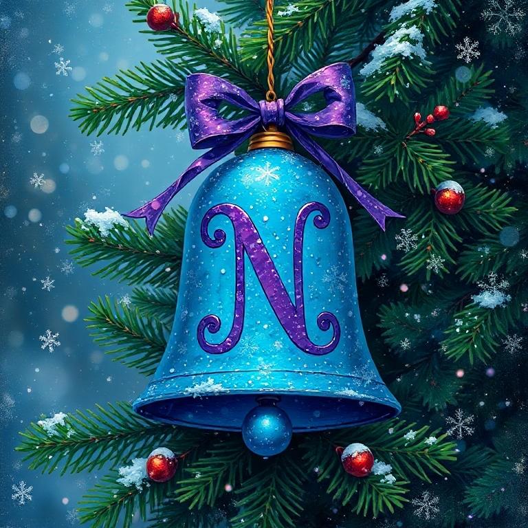 Christmas bell — letter N