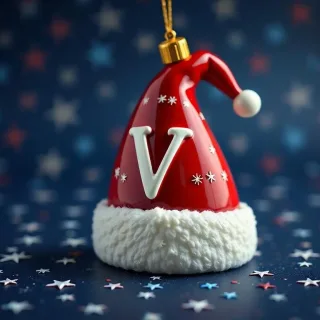 Christmas cap — letter V