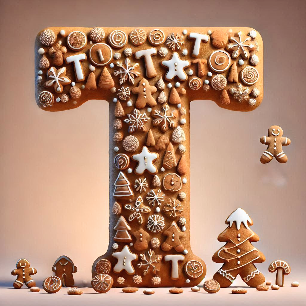 Christmas gingerbread — letter T