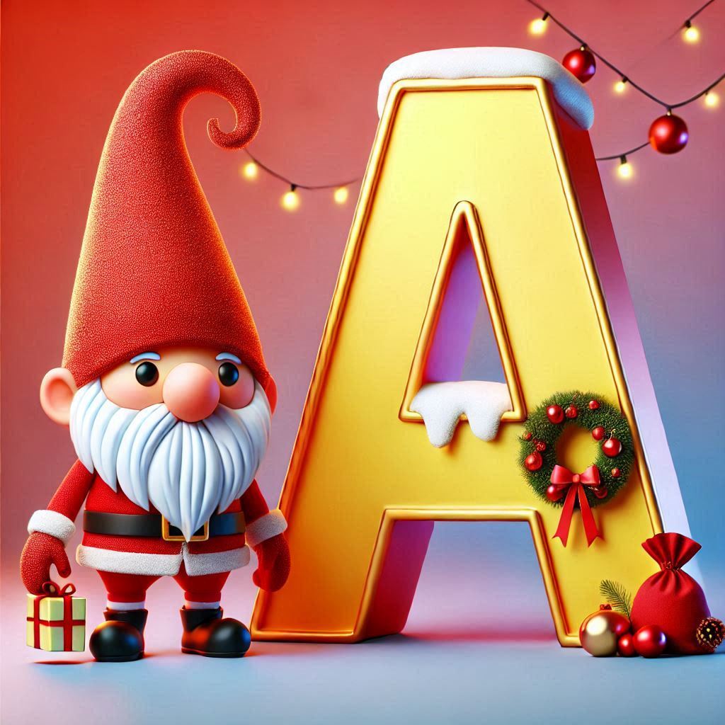 Christmas gnome — letter A (variant 2)