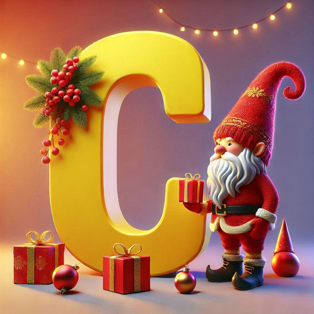 Christmas gnome — letter C (variant 2)