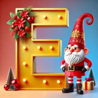Christmas gnome — letter E