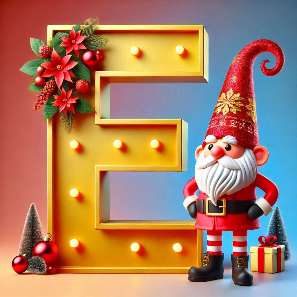 Christmas gnome — letter E