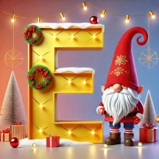 Christmas gnome — letter E (variant 2)