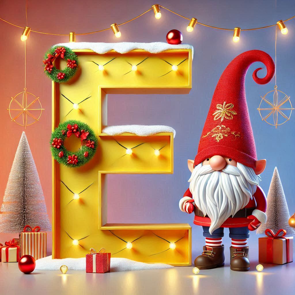 Christmas gnome — letter E (variant 2)