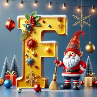 Christmas gnome — letter F (variant 2)