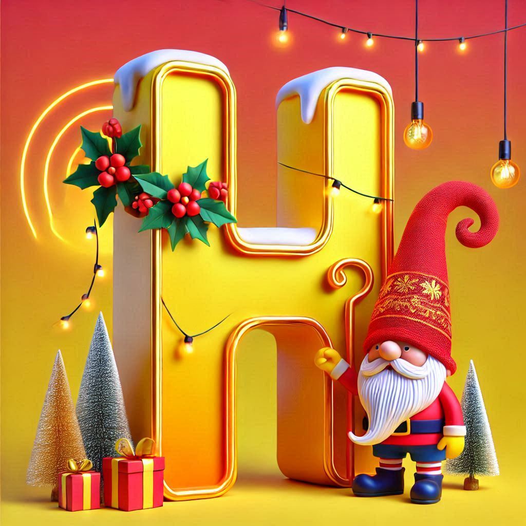 Christmas gnome — letter H (variant 2)