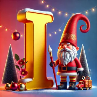 Christmas gnome — letter I (variant 2)