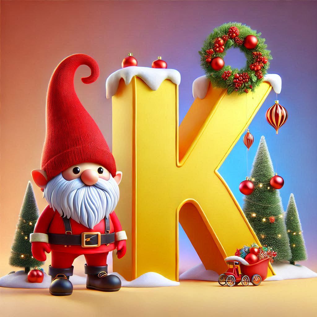Christmas gnome — letter K (variant 2)