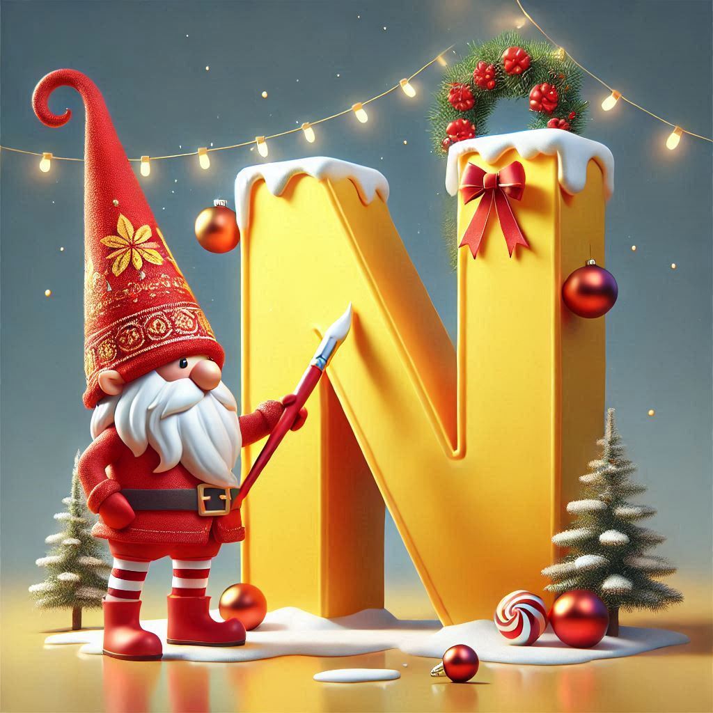 Christmas gnome — letter N