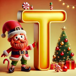 Christmas gnome — letter T (variant 2)