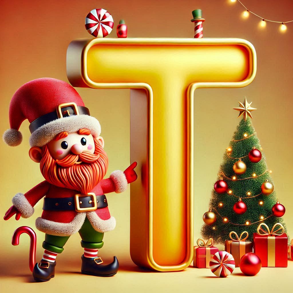 Christmas gnome — letter T (variant 2)