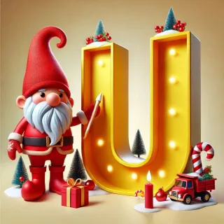 Christmas gnome — letter U