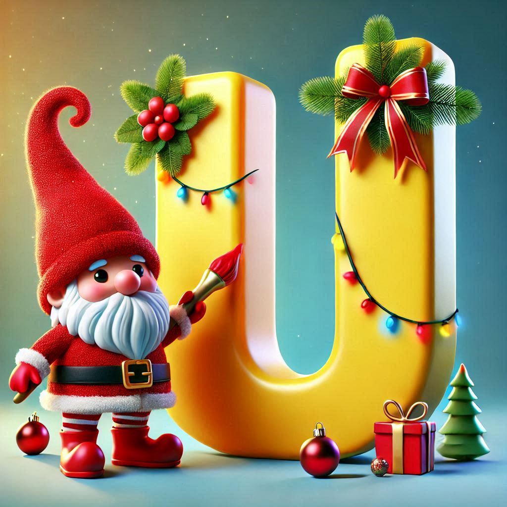 Christmas gnome — letter U (variant 2)