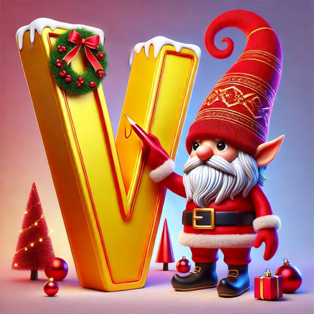 Christmas gnome — letter V