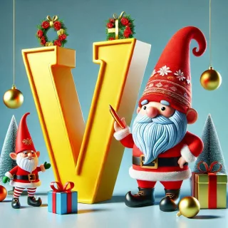 Christmas gnome — letter V (variant 2)