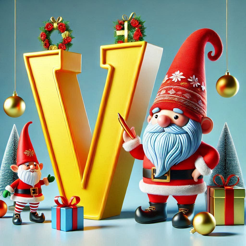 Christmas gnome — letter V (variant 2)
