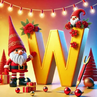 Christmas gnome — letter W (variant 2)