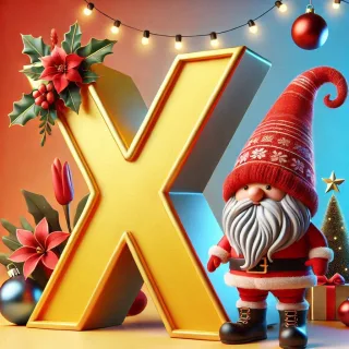 Christmas gnome — letter X (variant 2)