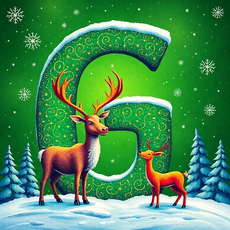 Christmas reindeer — letter G