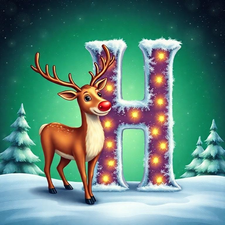 Christmas reindeer — letter H