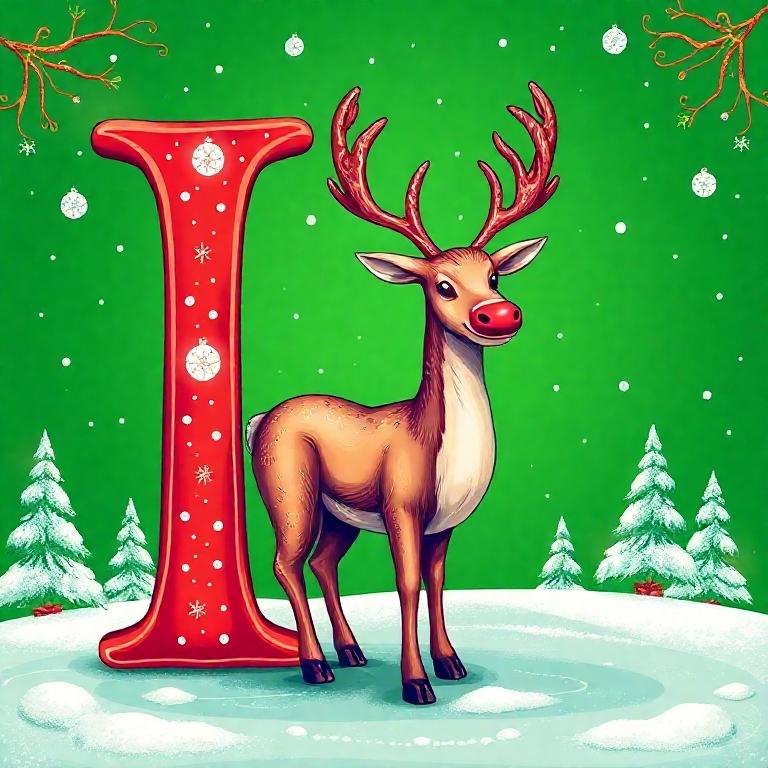 Christmas reindeer — letter I
