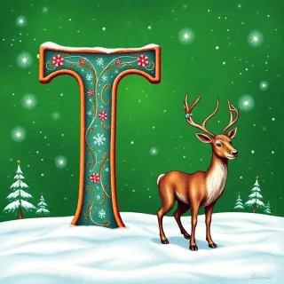 Christmas reindeer — letter T