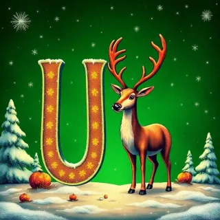Christmas reindeer — letter U