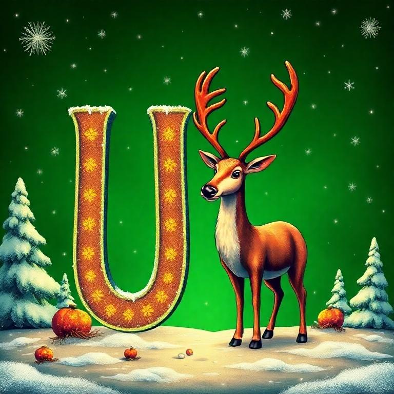 Christmas reindeer — letter U
