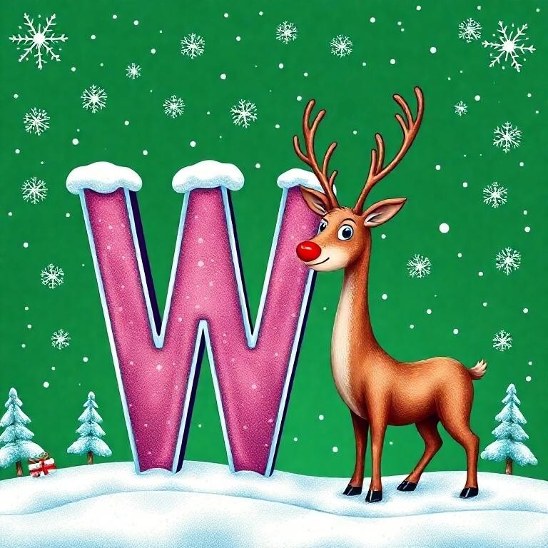 Christmas reindeer — letter W