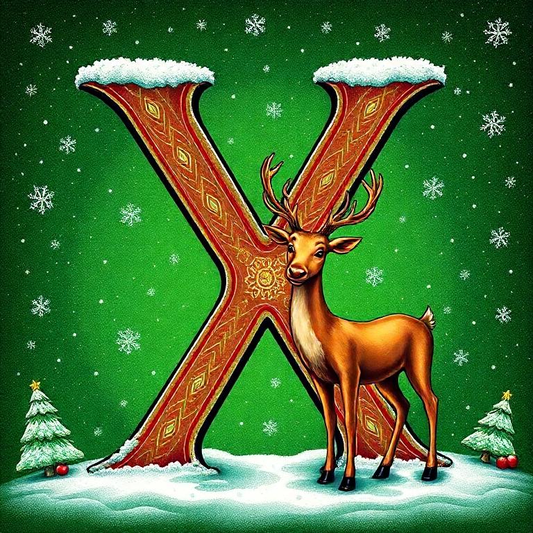 Christmas reindeer — letter X