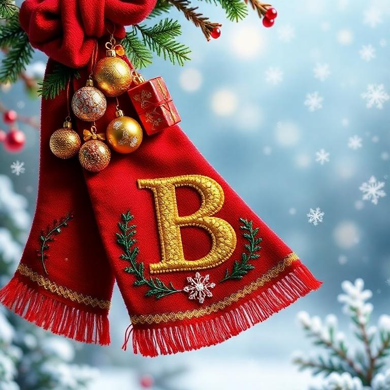 Christmas scarf — letter B
