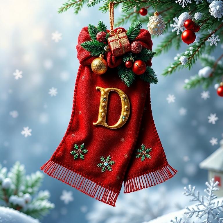 Christmas scarf — letter D