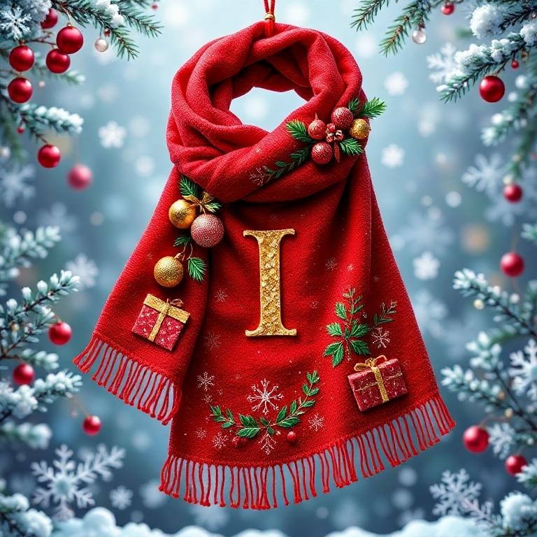 Christmas scarf — letter I