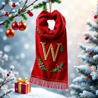 Christmas scarf — letter W