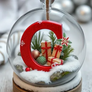 Christmas snow globe — letter C