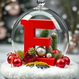 Christmas snow globe — letter E