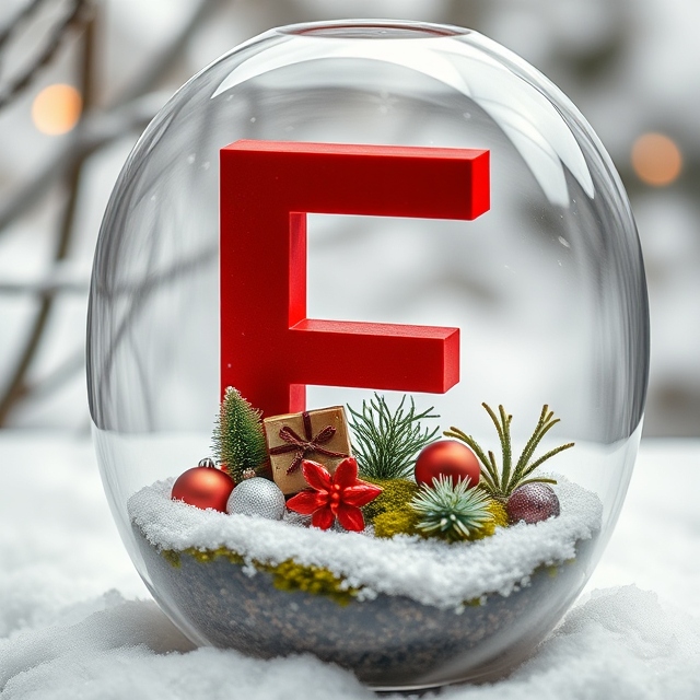 Christmas snow globe — letter F